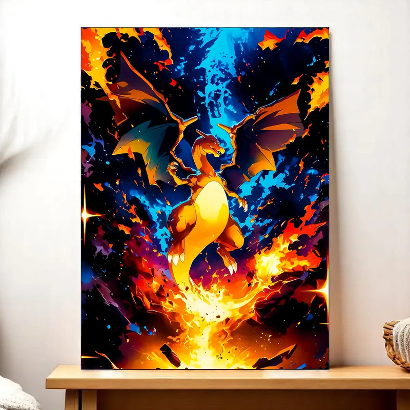 Tableau Dracaufeu Pokémon illustré à la main en Anjou