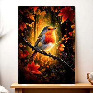 Tableau Rouge-Gorge illustré à la main en Anjou