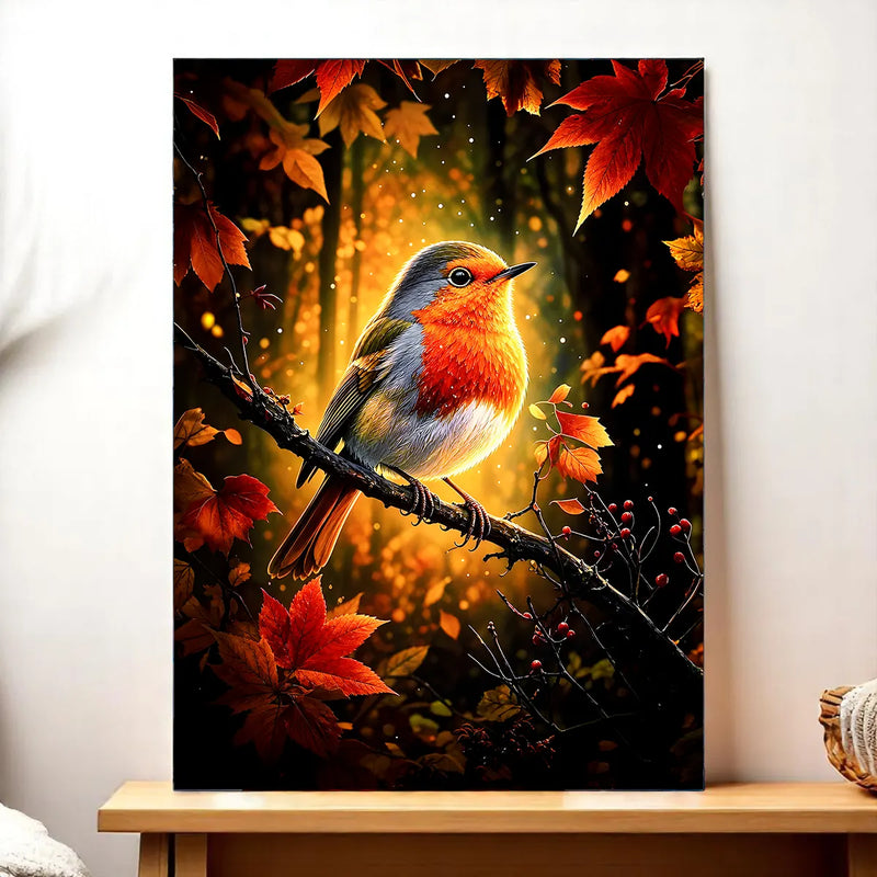 Tableau Rouge-Gorge illustré à la main en Anjou