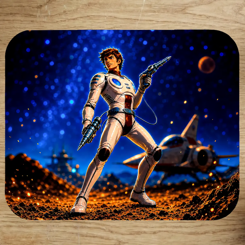 Tapis de souris Capitaine Flam illustré à la main en Anjou