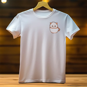 tshirt-chat-femme-chat-blanc-tasse-poche-devant - Les Bois d'Aurore