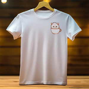 tshirt-chat-femme-chat-blanc-tasse-poche-devant - Les Bois d'Aurore