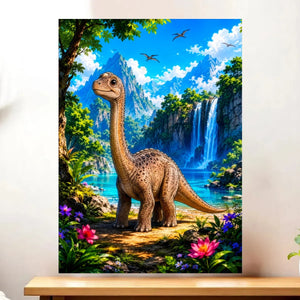 Affiche Dinosaure illustrée à la main en Anjou