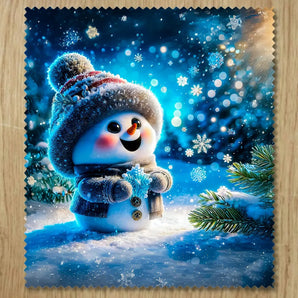 Chiffonnette Bonhomme de Neige Mignon illustrée à la main en Anjou