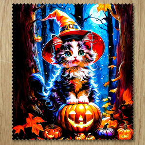 Chiffonnette Chat Halloween illustrée à la main en Anjou