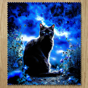 Chiffonnette Chat Noir illustrée à la main en Anjou