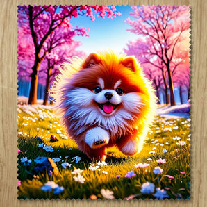 Chiffonnette Chien Fluffy illustrée à la main en Anjou