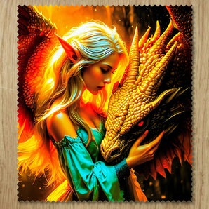 Chiffonnette Femme et Dragon illustrée à la main en Anjou