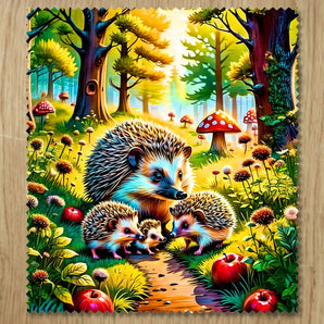 Chiffonnette Hérisson Famille illustrée à la main en Anjou