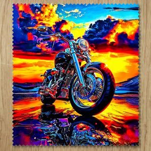 Chiffonnette Harley Davidson illustrée à la main en Anjou