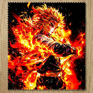 Chiffonnette Rengoku Demon Slayer illustrée à la main en Anjou