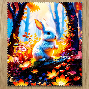 Chiffonnette Lapin Blanc illustrée à la main en Anjou