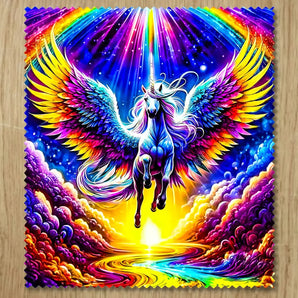 Chiffonnette Licorne Arc en Ciel illustrée à la main en Anjou