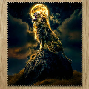 Chiffonnette Lion Rugissant illustrée à la main en Anjou