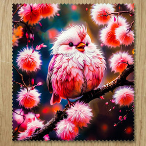 Chiffonnette Oiseau Rose illustrée à la main en Anjou