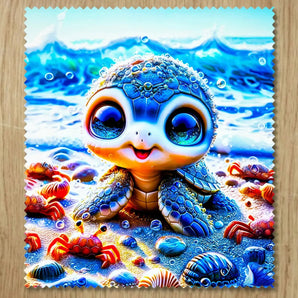 Chiffonnette Tortue illustrée à la main en Anjou