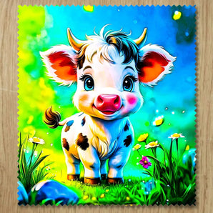 Chiffonnette Vache illustrée à la main en Anjou