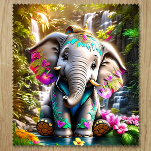 Chiffonnette Éléphant Bébé illustrée à la main en Anjou
