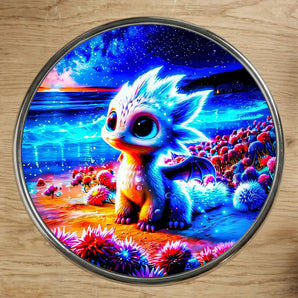 Magnet Dragon Blanc illustré à la main en Anjou
