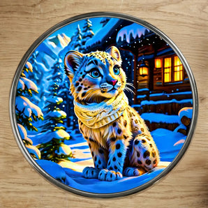 Magnet Panthère des Neiges illustré à la main en Anjou