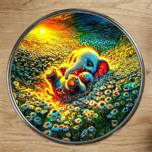 Magnet Éléphanteau illustré à la main en Anjou