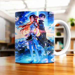 Mug Asuna et Kirito Sword Art Online illustré à la main en Anjou