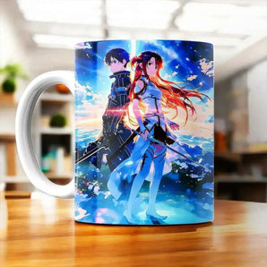 Mug Asuna et Kirito Sword Art Online illustré à la main en Anjou