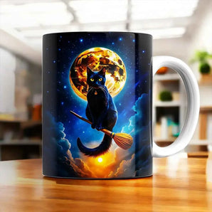 Mug Chat Balais illustré à la main en Anjou