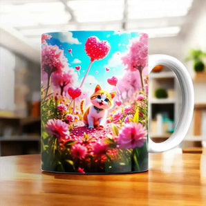 Mug Chat Coeur illustré à la main en Anjou