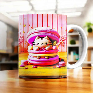 Mug Chat Macaron illustré à la main en Anjou