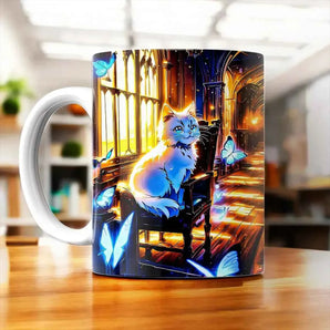 Tasse Chat Papillon illustrée à la main en Anjou