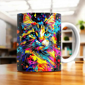 Mug Chat Pop Art illustré à la main en Anjou