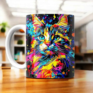 Tasse Chat Pop Art illustrée à la main en Anjou