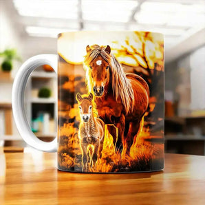 Tasse Cheval Famille illustrée à la main en Anjou