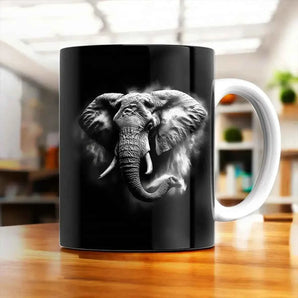 Mug Éléphant Noir et Blanc illustré à la main en Anjou
