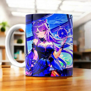 Tasse Keqing Genshin Impact illustrée à la main en Anjou
