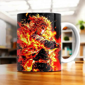 Mug Rengoku Demon Slayer illustré à la main en Anjou