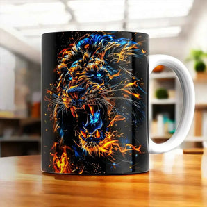 Mug Tête de Lion illustré à la main en Anjou