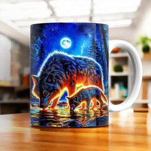 Mug Loup Famille illustré à la main en Anjou