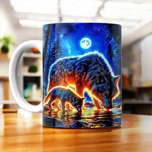 Tasse Loup Famille illustrée à la main en Anjou