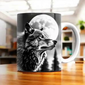 Mug Loup Monochrome illustré à la main en Anjou