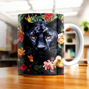 Mug Panthère Fleurs illustré à la main en Anjou