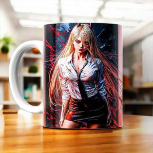 Tasse Power Chainsaw Man illustrée à la main en Anjou