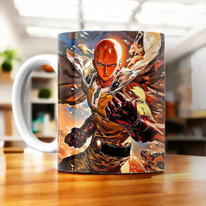 Mug Saitama One Punch Man illustré à la main en Anjou