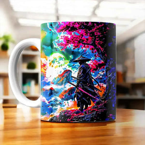 Mug Samouraï illustré à la main en Anjou