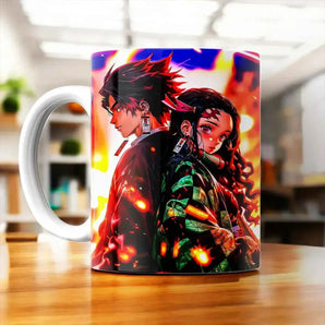 Tasse Tanjiro X Nezuko Demon Slayer illustrée à la main en Anjou
