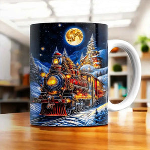 Mug Train de Noël illustré à la main en Anjou