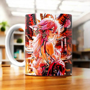 Tasse Yae Miko Genshin Impact illustrée à la main en Anjou
