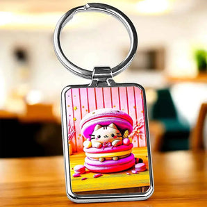 Porte Clé Chat Macaron illustré à la main en Anjou