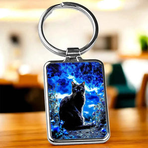 Porte Clé Chat Noir illustré à la main en Anjou